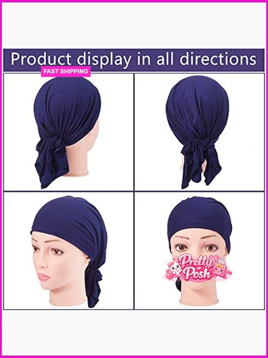 Modal Cotton Pre-Tied Slip-On Head Wrap Scarves Set of 4 main image 5